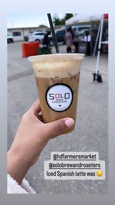 Solo Brew & Roasters large iced Spanish latte w oat milk