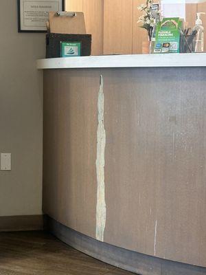 Front desk. Peeled dirty paint was everywhere. The bathroom, the waiting rooms and the patient rooms