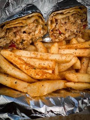 Philly chick'n wrap w/ fries!