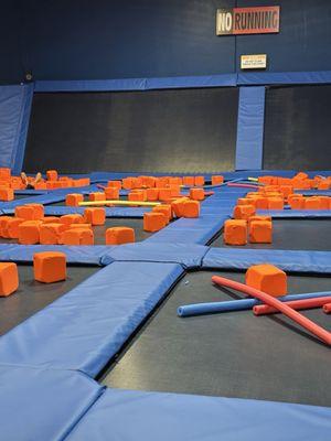 Foam blocks and pool noodles in toddler area (not as much as a concern as the big balls not pictured)