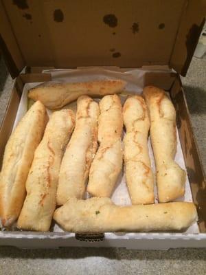 Huge order of breadsticks for only $3 but unfortunately way to oily/buttery to eat