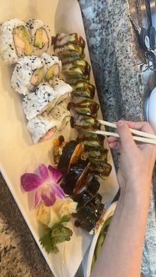 California. Caterpillar roll. Spider roll