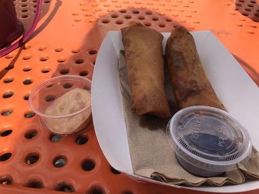 Jambalaya and an Oreo egg roll. They were so good!!! Each come with a sauce!