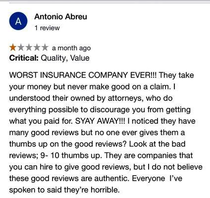 Avatar Casualty Insurance Company Consumers Reviews