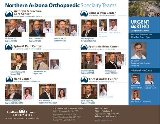 NAO Specialty Centers and their provider teams! To visit us: http://northazortho.com/appointment-request/