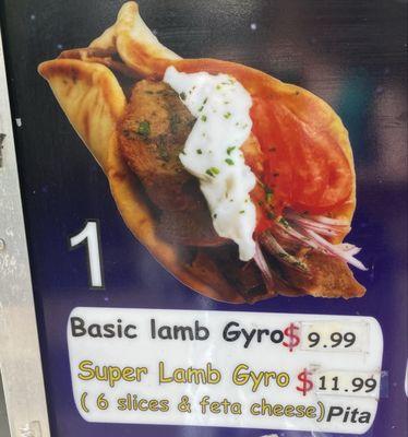 Advertisement for Lamb Gyros on the food truck. Sept, 2024.