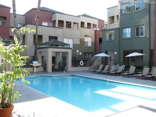 View from the hot tub/fitness area looking at the pool