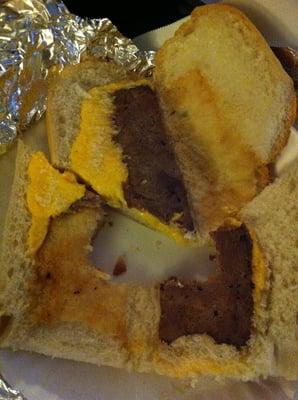 The most disgusting and bare cheesesteak from Main Street Subs.