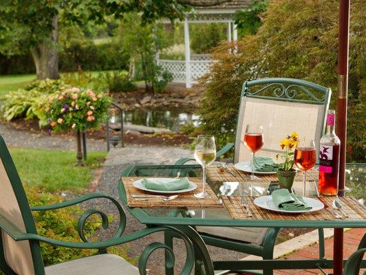 Enjoy outdoor dining on the patio.