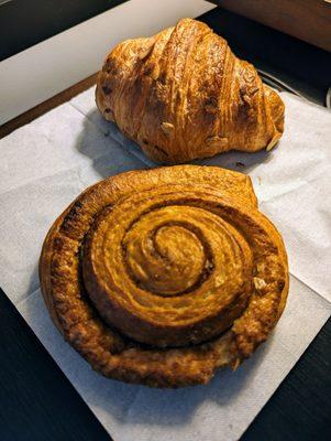 Ordered room service. Almond Croissant ($6.25) and Cinnamon Swirl ($5.75).