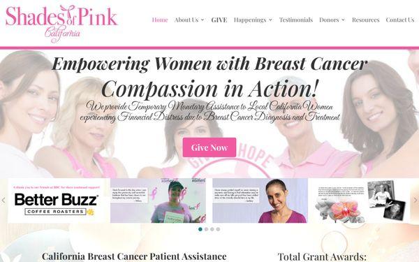 A website we did and a charity we support, Shades of Pink California in California.