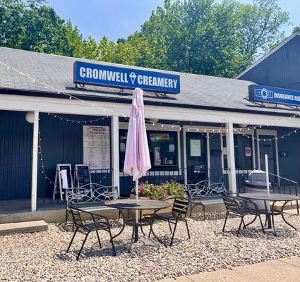 Frontage and outdoor seating, there's one more table to the right