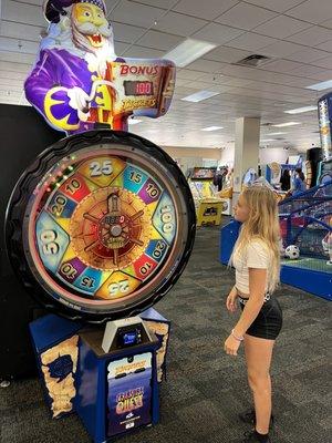 Birthday girl trying to win tickets