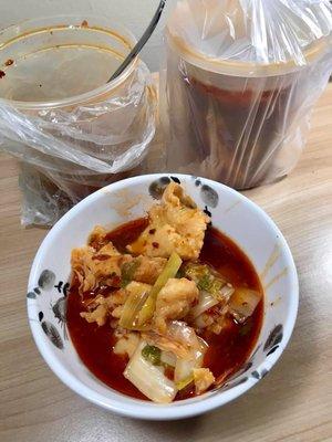 Takeout Boiled Fish Fillet W. Red Chili Sauce 水煮鱼片 ($15.95) - really big portion