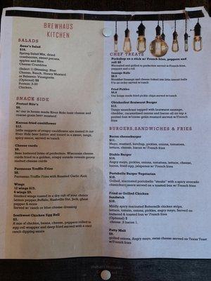 Menu as of 11/13/20