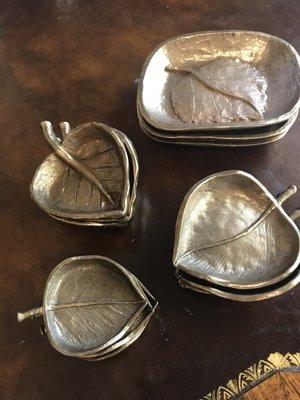 Aspen Leaf Dishes bronze and pewter $250