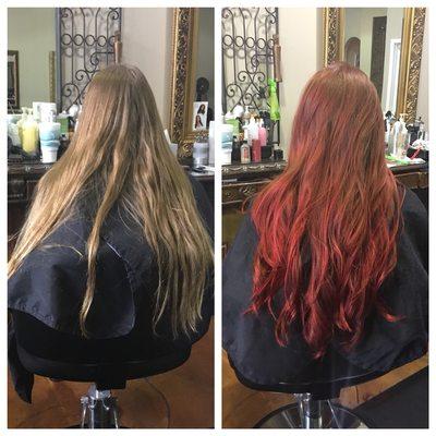 Ireland's transformation from natural blonde to fiery red!