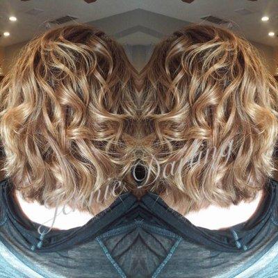 Babylights & Balayage for a sun kissed look. Lob textured cut finished with a tousled wave technique.  Stylist- Jennie Darling