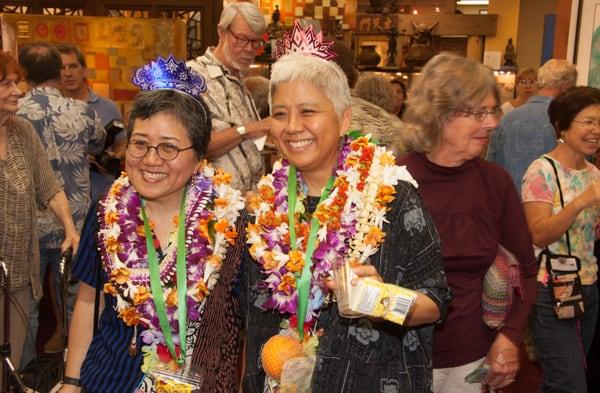 Gallery reception for Joyful Instincts, showing works by the talented sisters, Donna and Esther Shimazu.