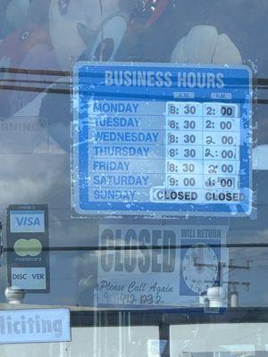 Business does not follow their own hours posted.