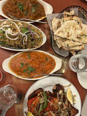 Chicken Tikka Masala, Goat Biryani, Lamb Vindaloo