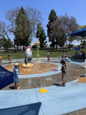 Nice variety of water sprays and slide. Very clean and gated.