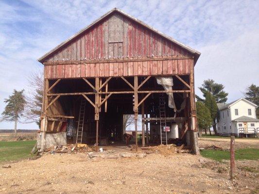 Start of a barn rebuilding project.