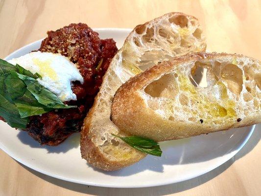 Meatball Appetizer w/ricotta & fresh basil