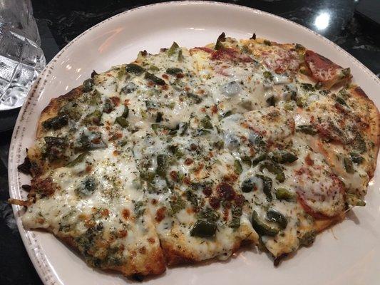 Their "White" pizza with added pepperoni and pickled poblano peppers. Very good