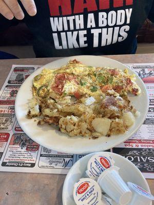 Western omelette with hash browns