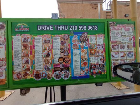 Drive thru center menu panel