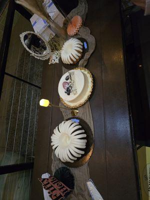 Plenty of space on the patio for display of the cakes we had brought for our party