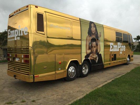 Empire Bus wrapped in Gold Chrome