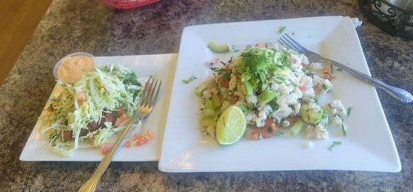 Fish ceviche and baja fish taco.