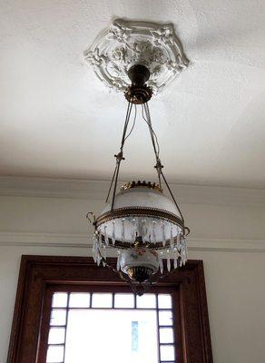 Plaster ceiling medallion in Queen Anne Victorian