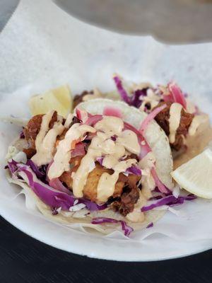 Fish taco and shrimp taco!