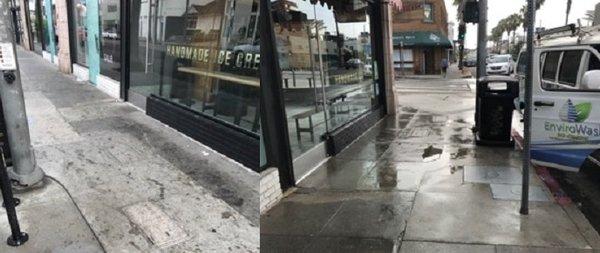 Before & After Picture of a store front at another angle on abbot kinney in Santa Monica @ Salt and straw Ice cream