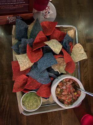 Chips and salsa with guacamole