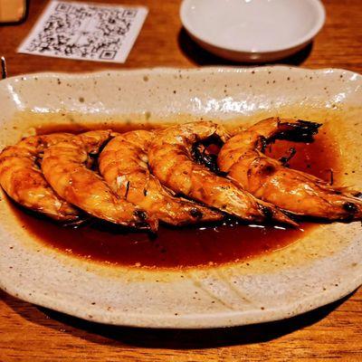 Grilled soft shell shrimp:  no peeling. The entire shrimp is edible.