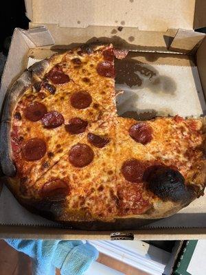 Not the usual pie from Dominic's!  Usually made to perfection- but todays pizza is a little over done. Just wanted to share.