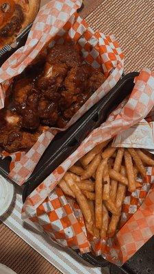 Memphis bbq chicken tenders and fries