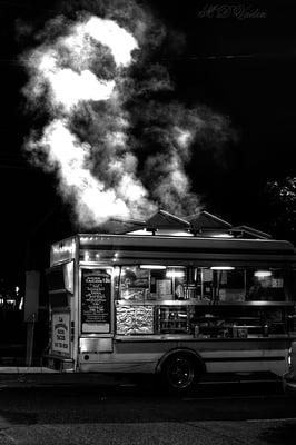 La Morenita Taco Truck at night. Photo by M. D. Vaden 2013