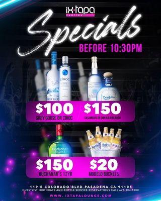 $100 Bottle Specials Every Weekend!