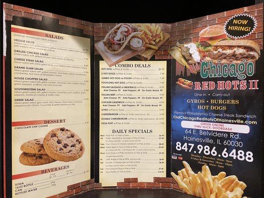 Take out menu (back)