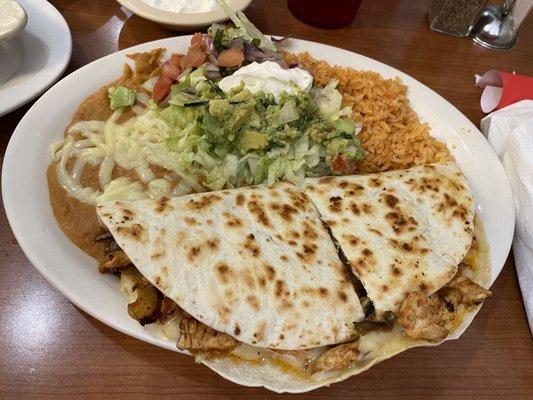 Chicken fajita quesadilla.