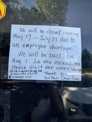 FYI closed 27May-31July (2024) due to employee shortage. Go to the Natural Bridge location for your fix