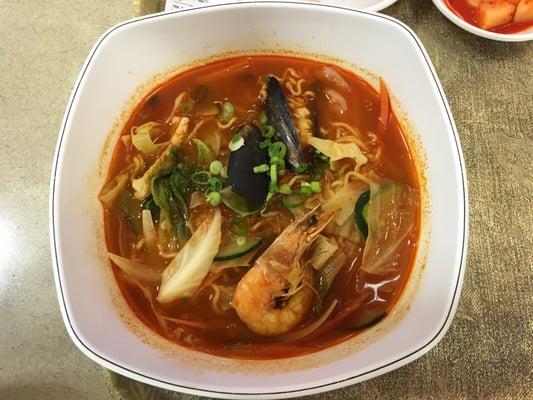 Spicy seafood with squid ramen soup ($9) - June 2016