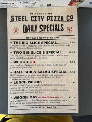 Daily specials