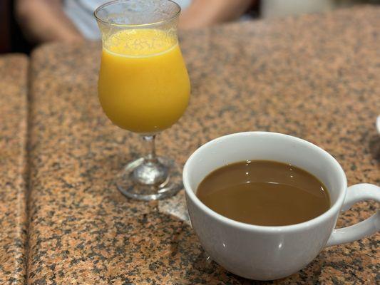 Orange juice and coffee