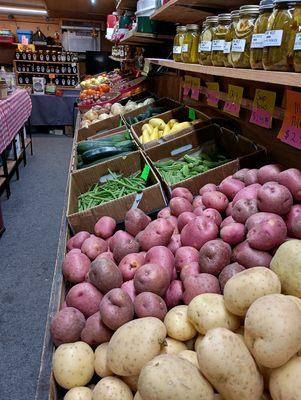 Fresh potatoes, vegetables and fruits.